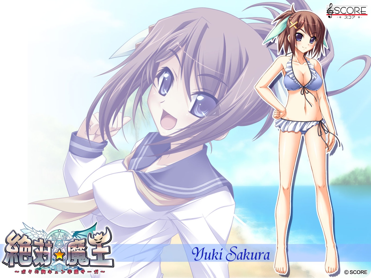 bikini, cleavage, sakura_yuki_(zettai_maou), score, swimsuits, wallpaper, zettai_maou