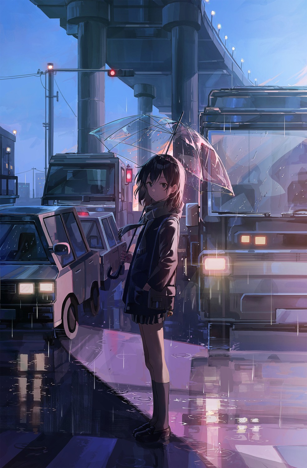 seifuku, simo_(user_fshg3833), umbrella