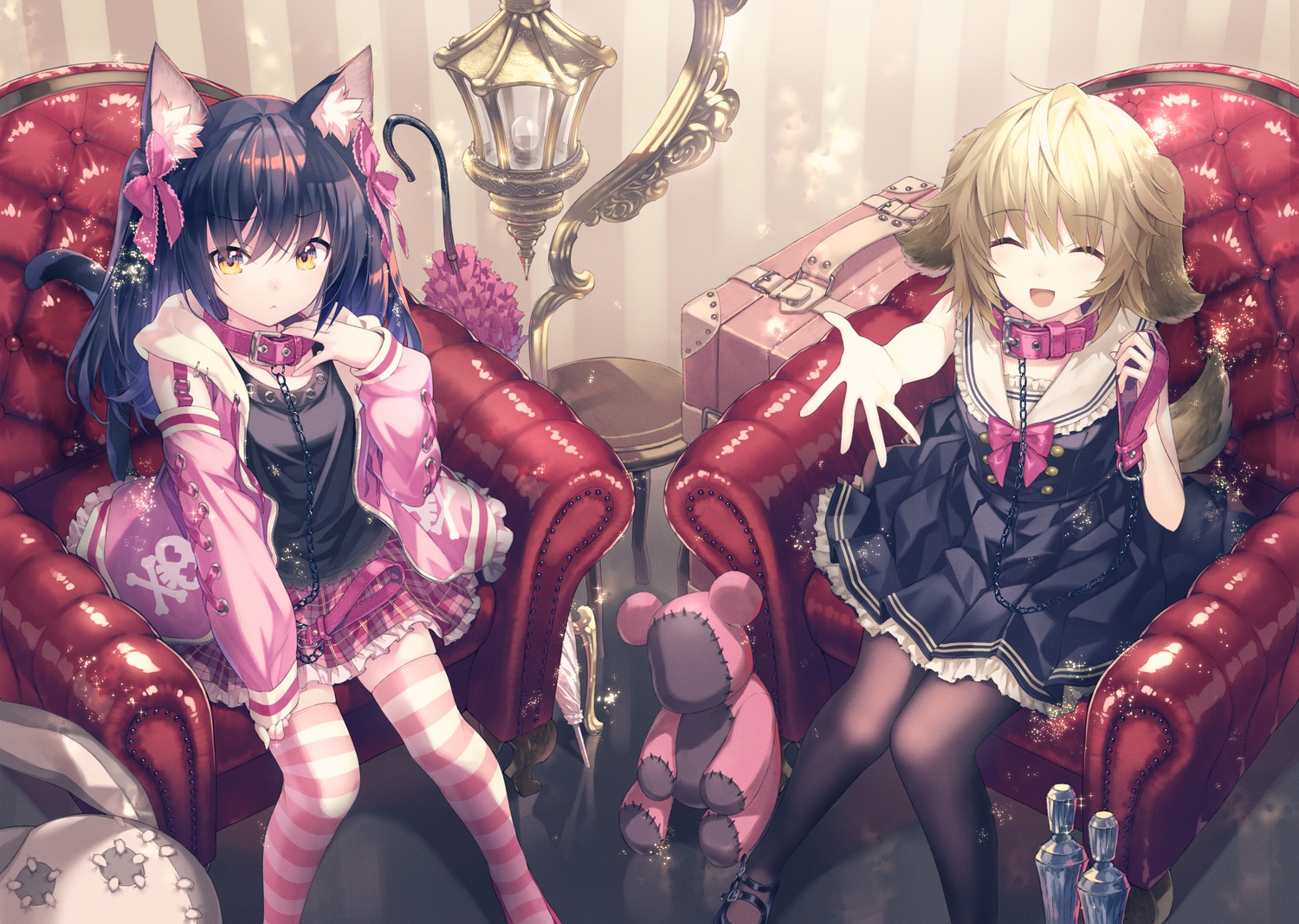 animal_ears, hirano_katsuyuki, inumimi, nekomimi, pantyhose, seifuku, tail, thighhighs