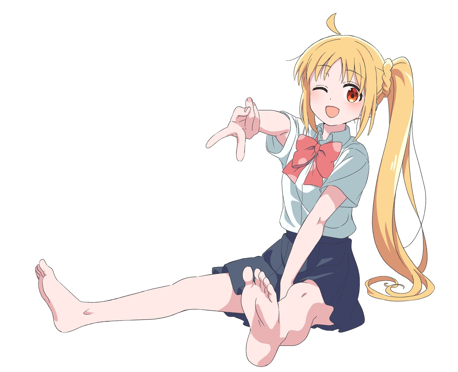 atsumi_tomoya, bocchi_the_rock!, feet, ijichi_nijika, seifuku