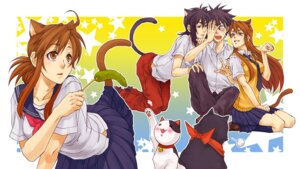 animal_ears, ichinose_nagi, imuro, kousaka_junpei, mizuno_kaede, neko, nekomimi, nyamsas, nyan_koi, seifuku, sumiyoshi_kanako, tail, tama_(nyan_koi)