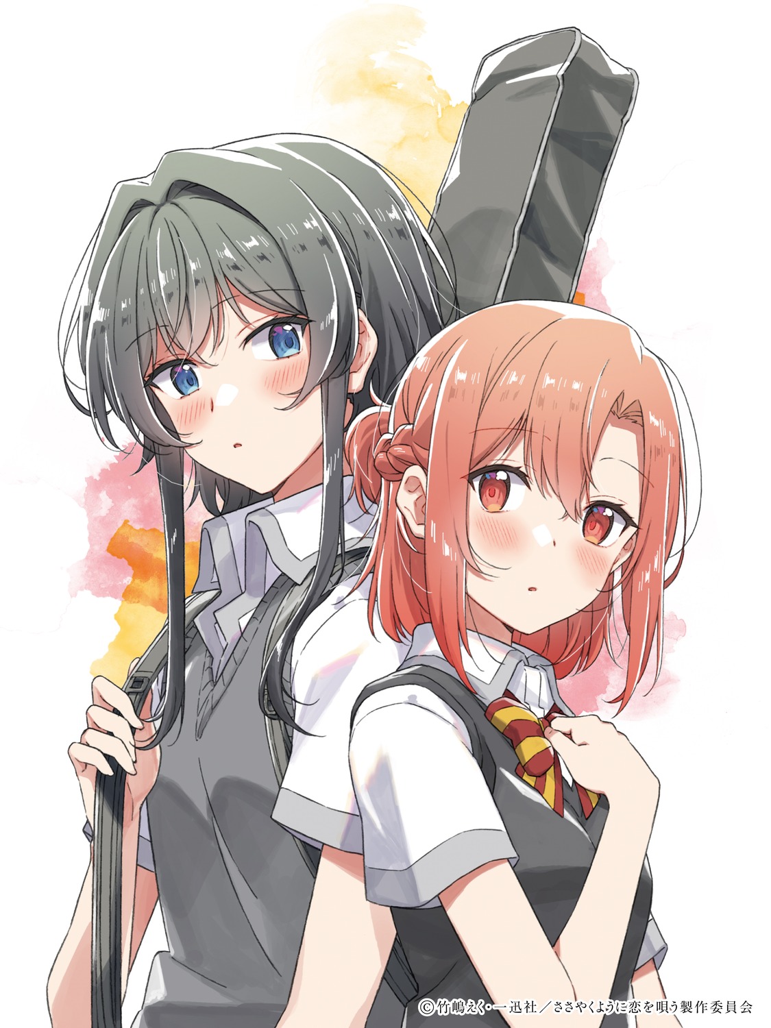 asanagi_yori, kino_himari, sasayaku_you_ni_koi_wo_utau, seifuku, sweater, yoshida_minami