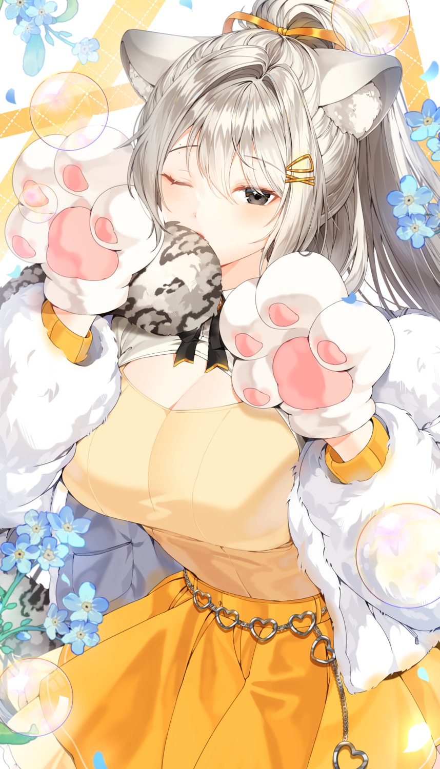 animal_ears, cleavage, nekomimi, sayan