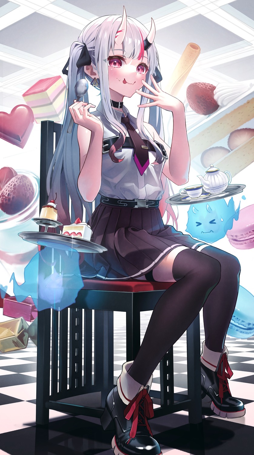 garter, hololive, horns, midori_matsukaze, nakiri_ayame, seifuku, thighhighs
