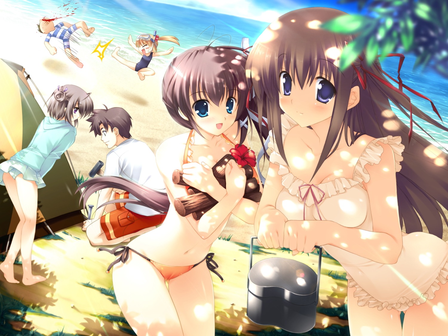 bikini, game_cg, hiiragi_chiyoko, kiss_x_demon_lord_x_darjeeling, mikeou, nanase_yuuna, sanjouji_shinobu, swimsuits