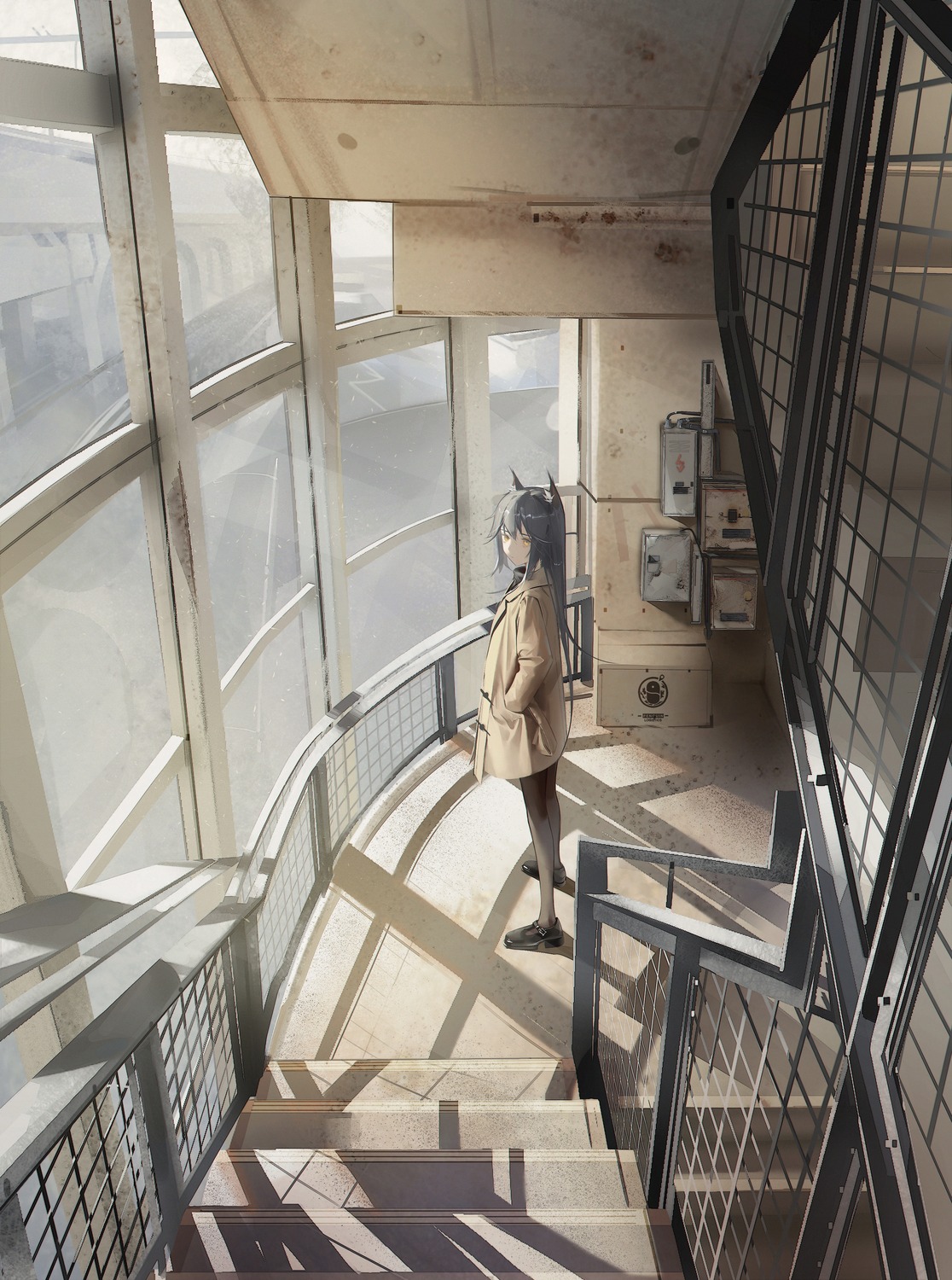 animal_ears, arknights, boboyo, landscape, nekomimi, pantyhose, texas_(arknights)