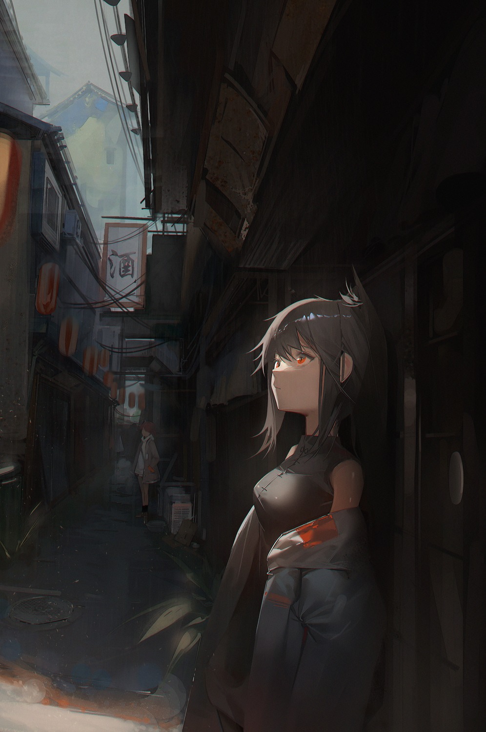 animal_ears, arknights, boboyo, exusiai_(arknights), landscape, nekomimi, texas_(arknights)