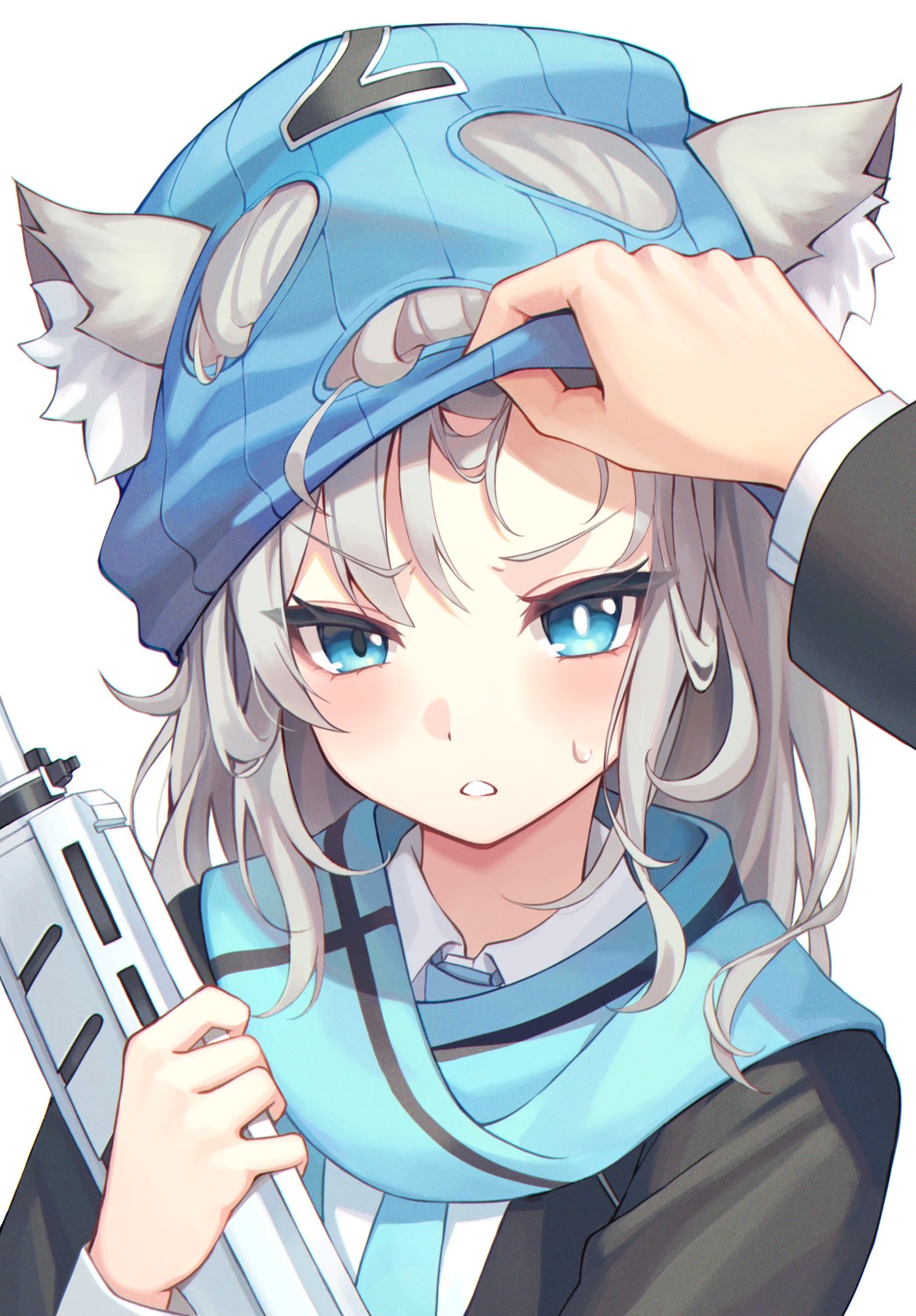 animal_ears, blue_archive, gun, halo, nekomimi, pul_(gks569), seifuku, sunaookami_shiroko