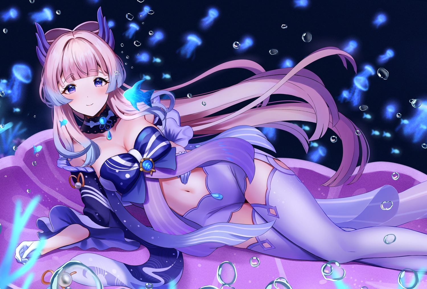 genshin_impact, kashmir_0808, sangonomiya_kokomi, thighhighs