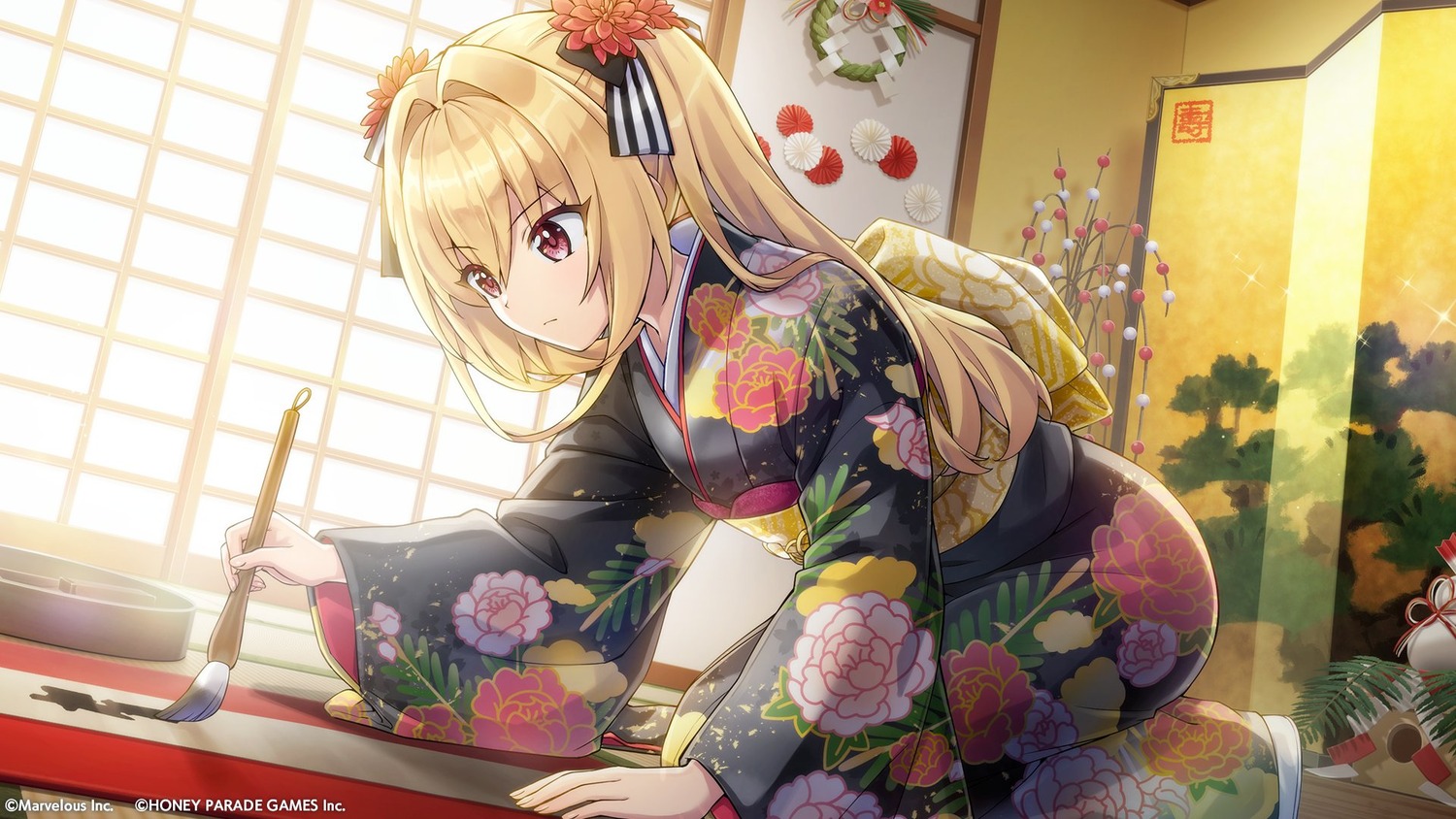 dolphin_wave, kazami_ellen, kimono, takuji, wallpaper
