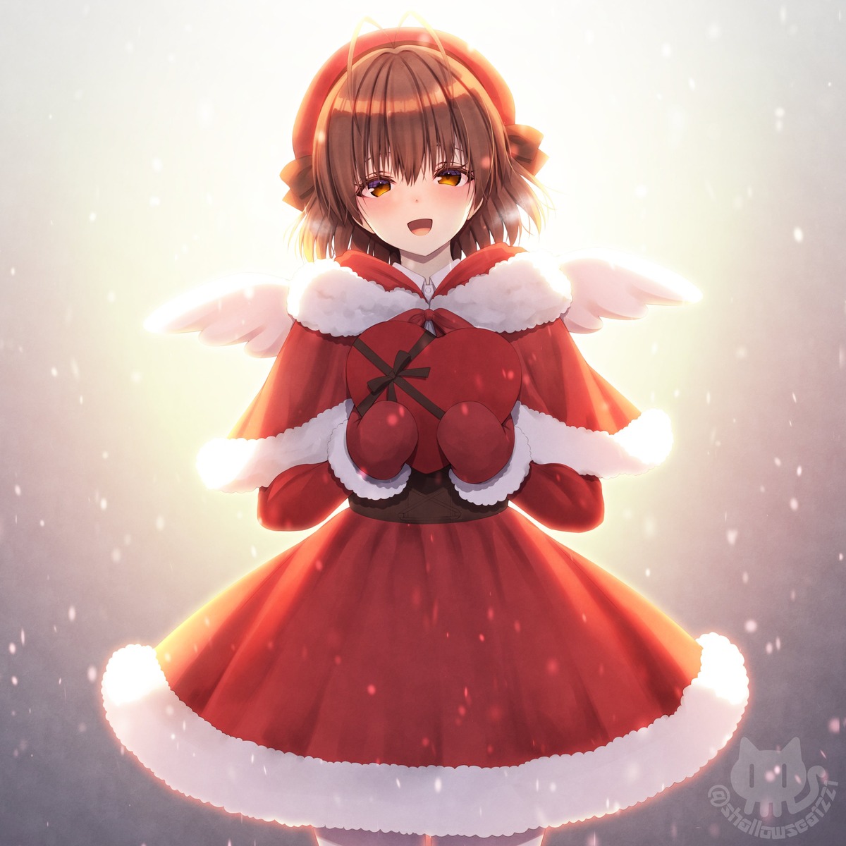 asami_asami, christmas, clannad, dress, furukawa_nagisa, wings