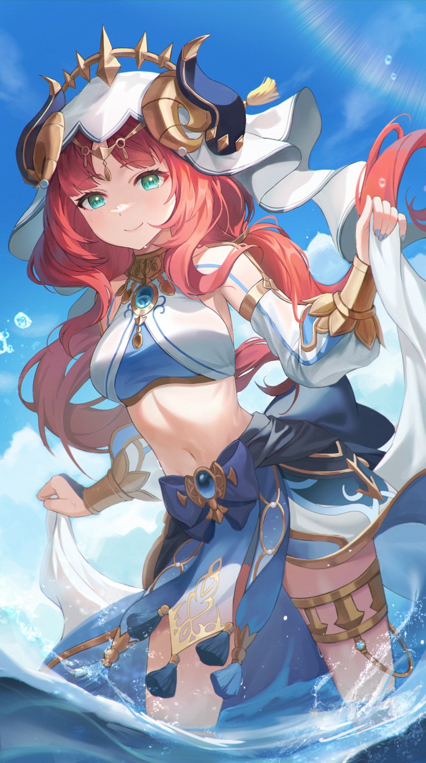 garter, genshin_impact, horns, mopinapiki, nilou, wet