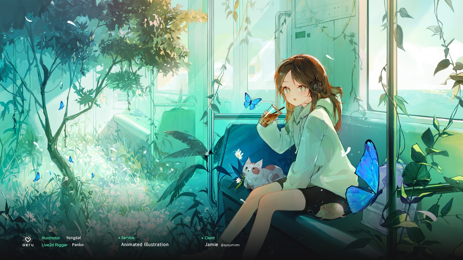 bike_shorts, happyongdal, headphones, neko, wallpaper