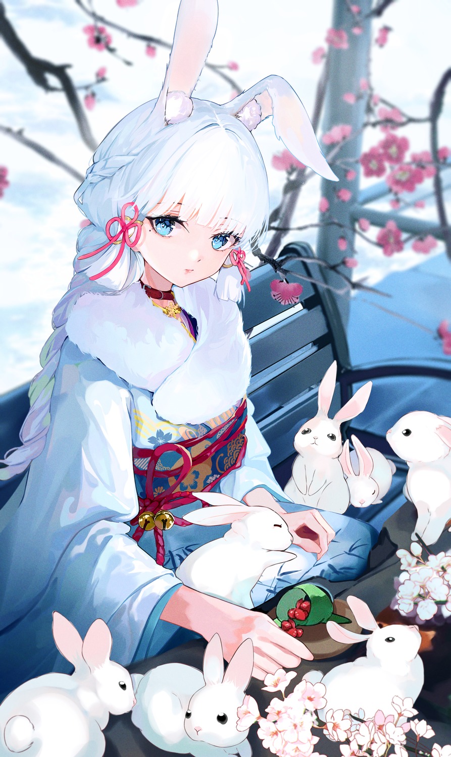 animal_ears, bunny_ears, eggs_zero, genshin_impact, japanese_clothes, kamisato_ayaka