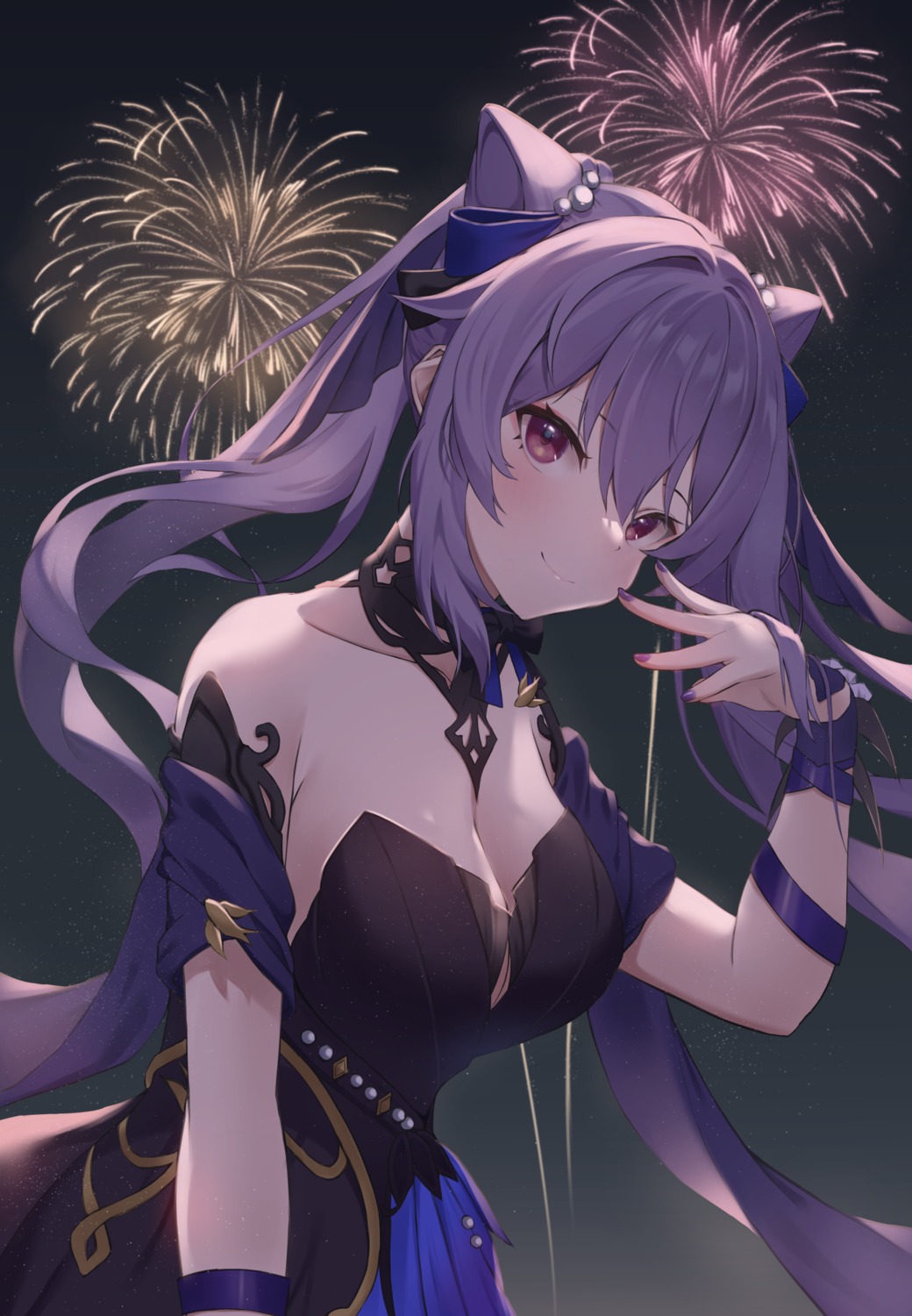 atora, dress, genshin_impact, keqing, no_bra