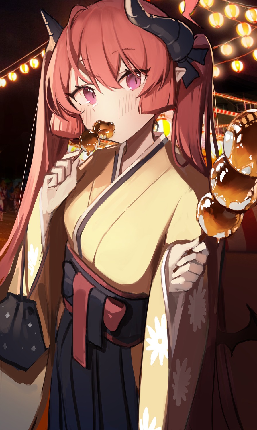 akashi_junko, blue_archive, horns, japanese_clothes, pointy_ears, seorang