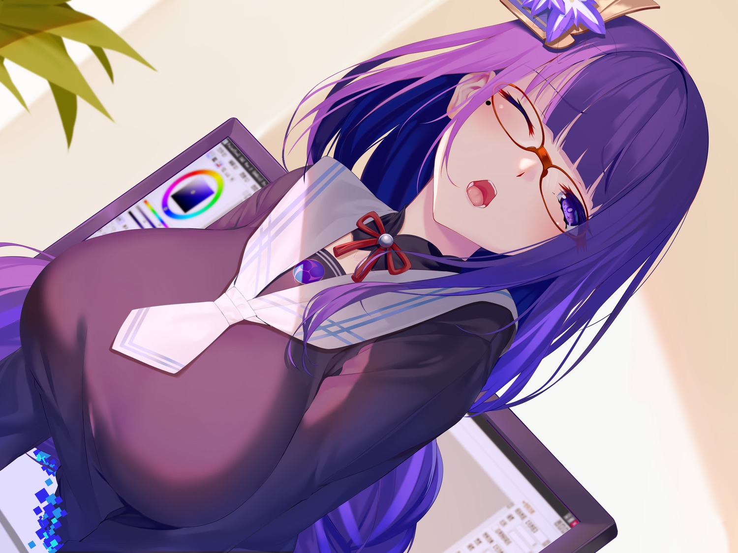 aoi_(buzhuen444), genshin_impact, megane, raiden_shogun, seifuku