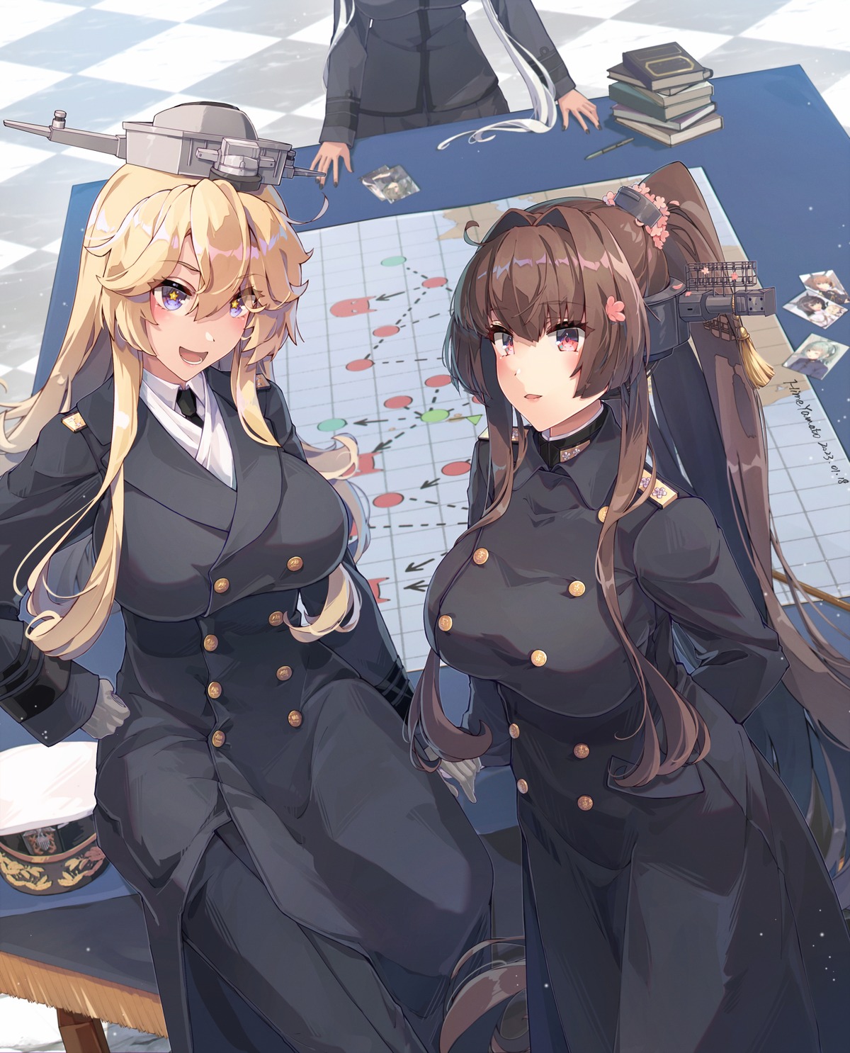 himeyamato, iowa_(kancolle), kantai_collection, musashi_(kancolle), uniform, yamato_(kancolle)