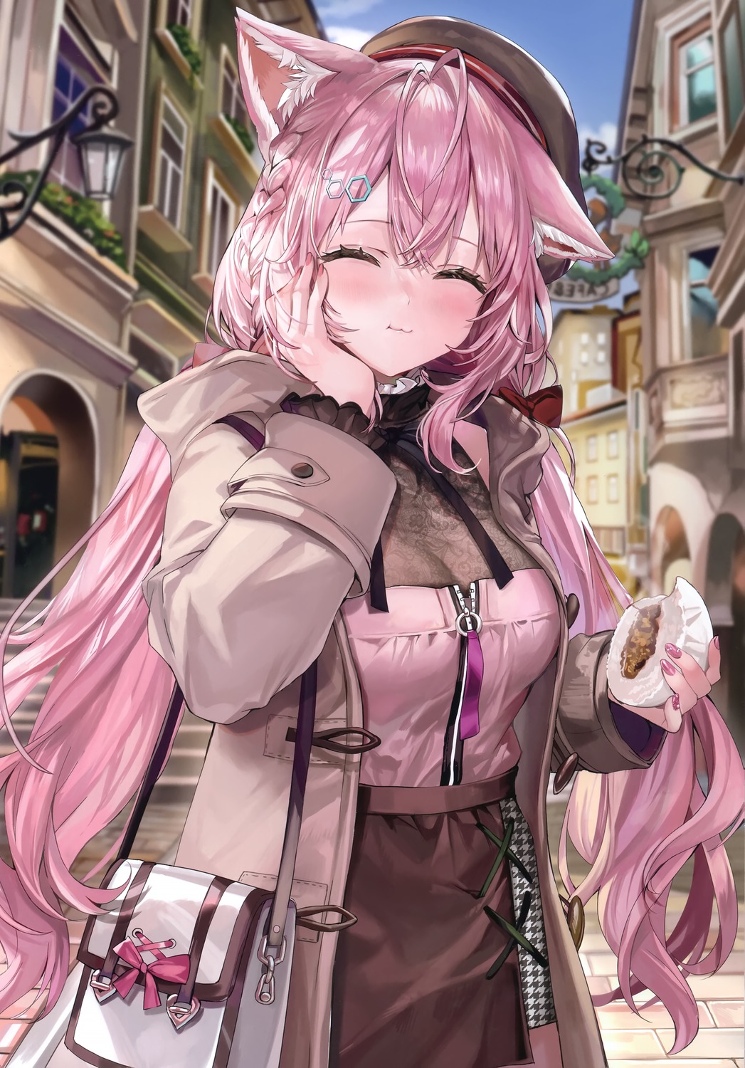 animal_ears, cleavage, hakui_koyori, hololive, momoko_(momopoco), sashimi_necoya, see_through