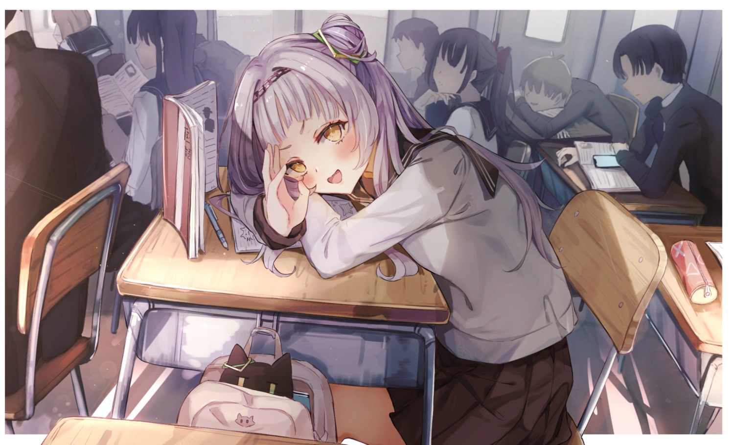 hololive, miakiuehashi, murasaki_shion, seifuku