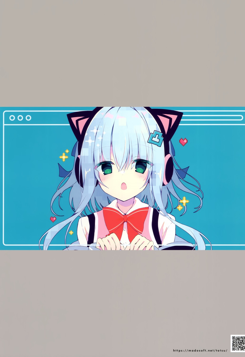 animal_ears, headphones, muku_(apupop), nekomimi, seifuku
