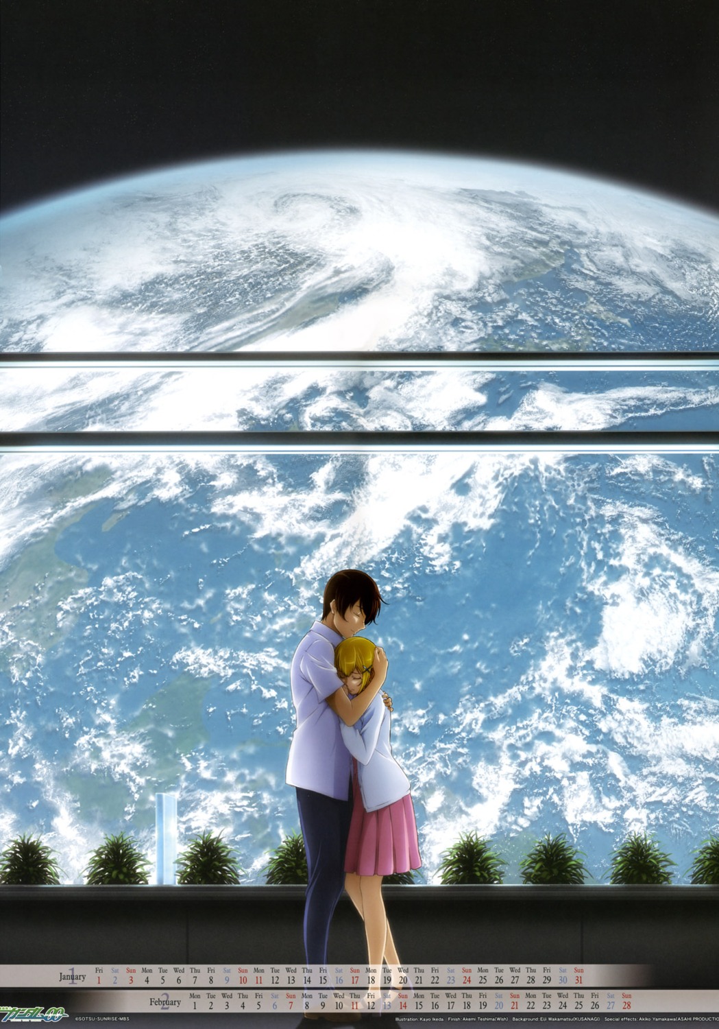 calendar, gundam, gundam_00, ikeda_kayo, louise_halevy, saji_crossroad