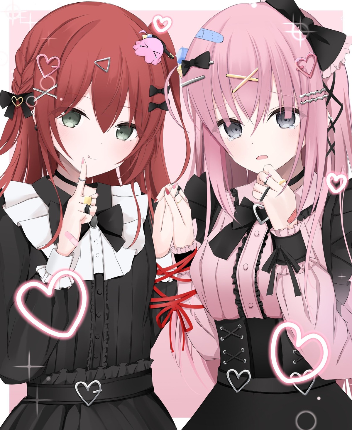 bandaid, bocchi_the_rock!, gotou_hitori, kita_ikuyo, lolita_fashion, maddo_(gasser_0518), yuri