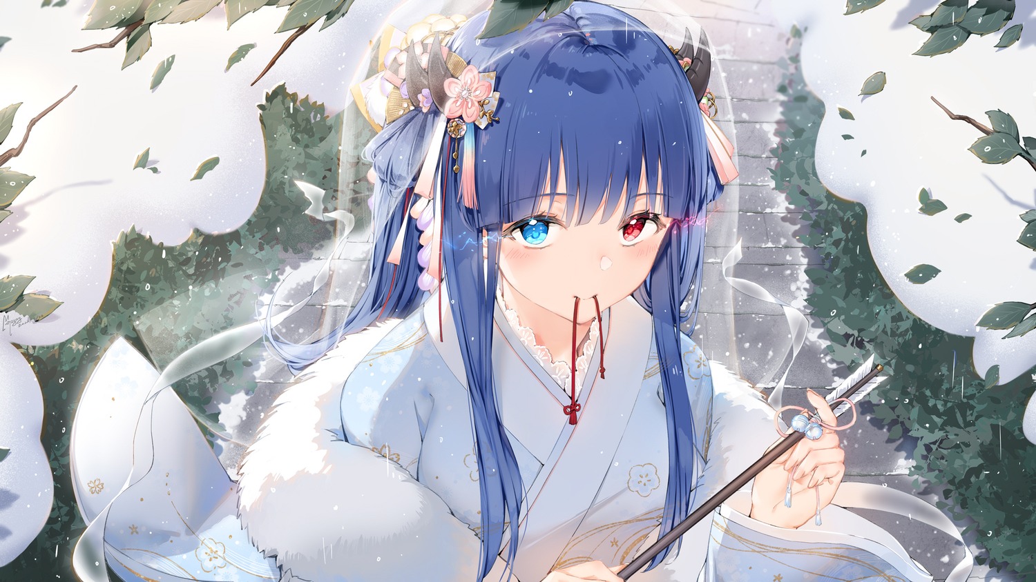 azur_lane, heterochromia, horns, ibuki_(azur_lane), japanese_clothes, maya_g