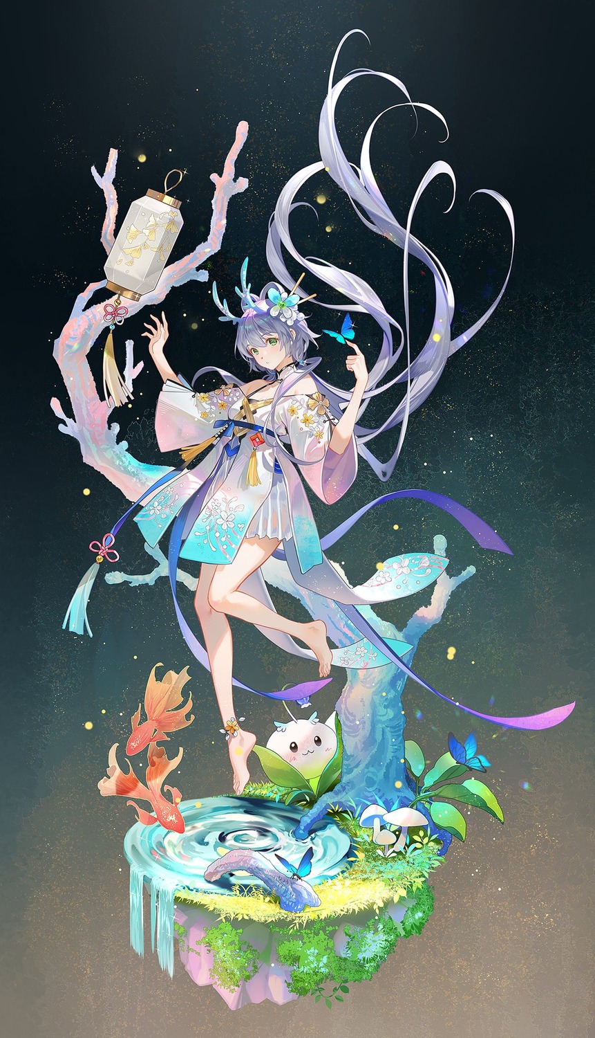 asian_clothes, horns, luo_tianyi, see_through, tidsean, vocaloid