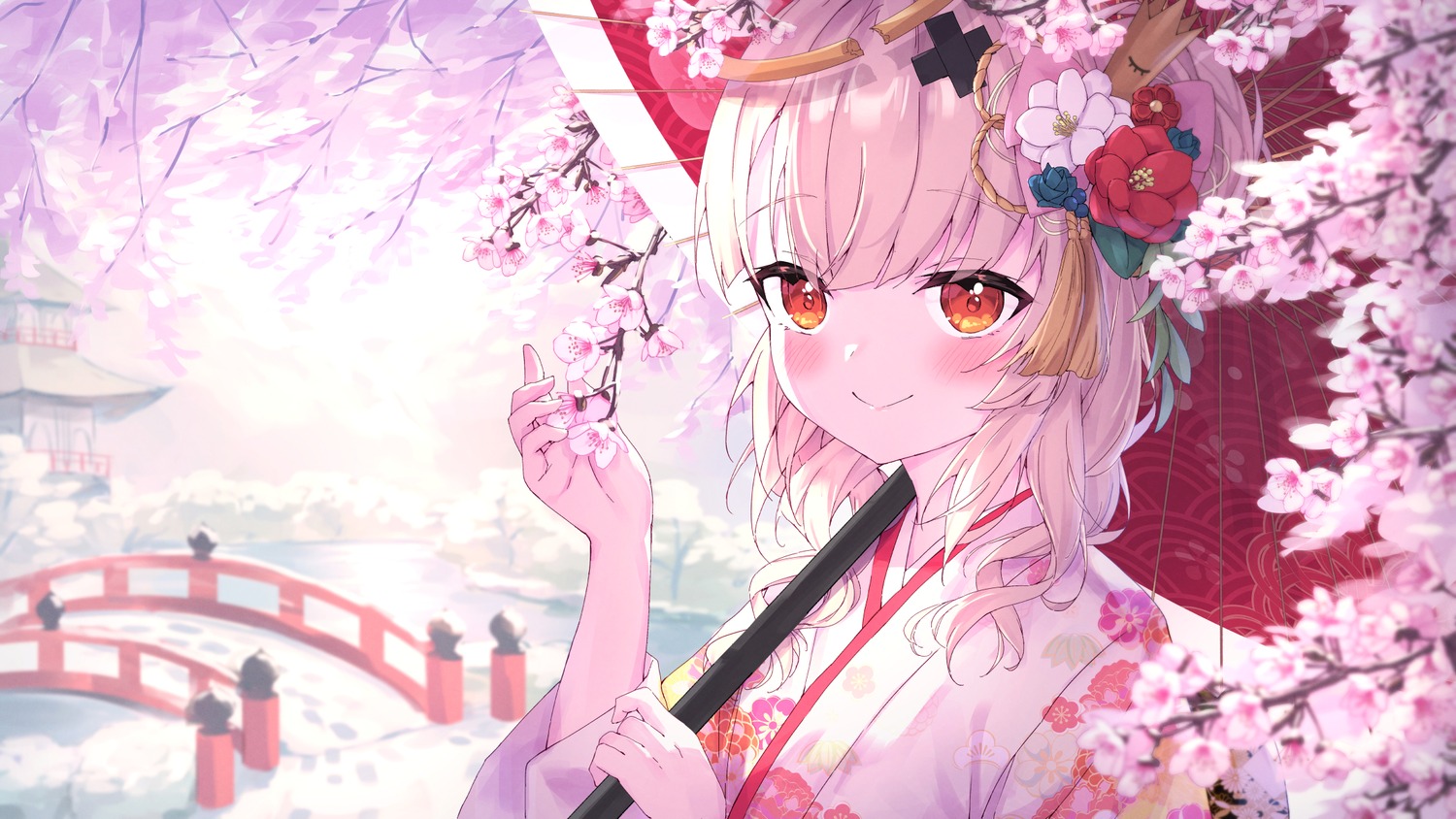 indie_virtual_youtuber, japanese_clothes, masaki_(msk064), tokusari_kukuri, umbrella
