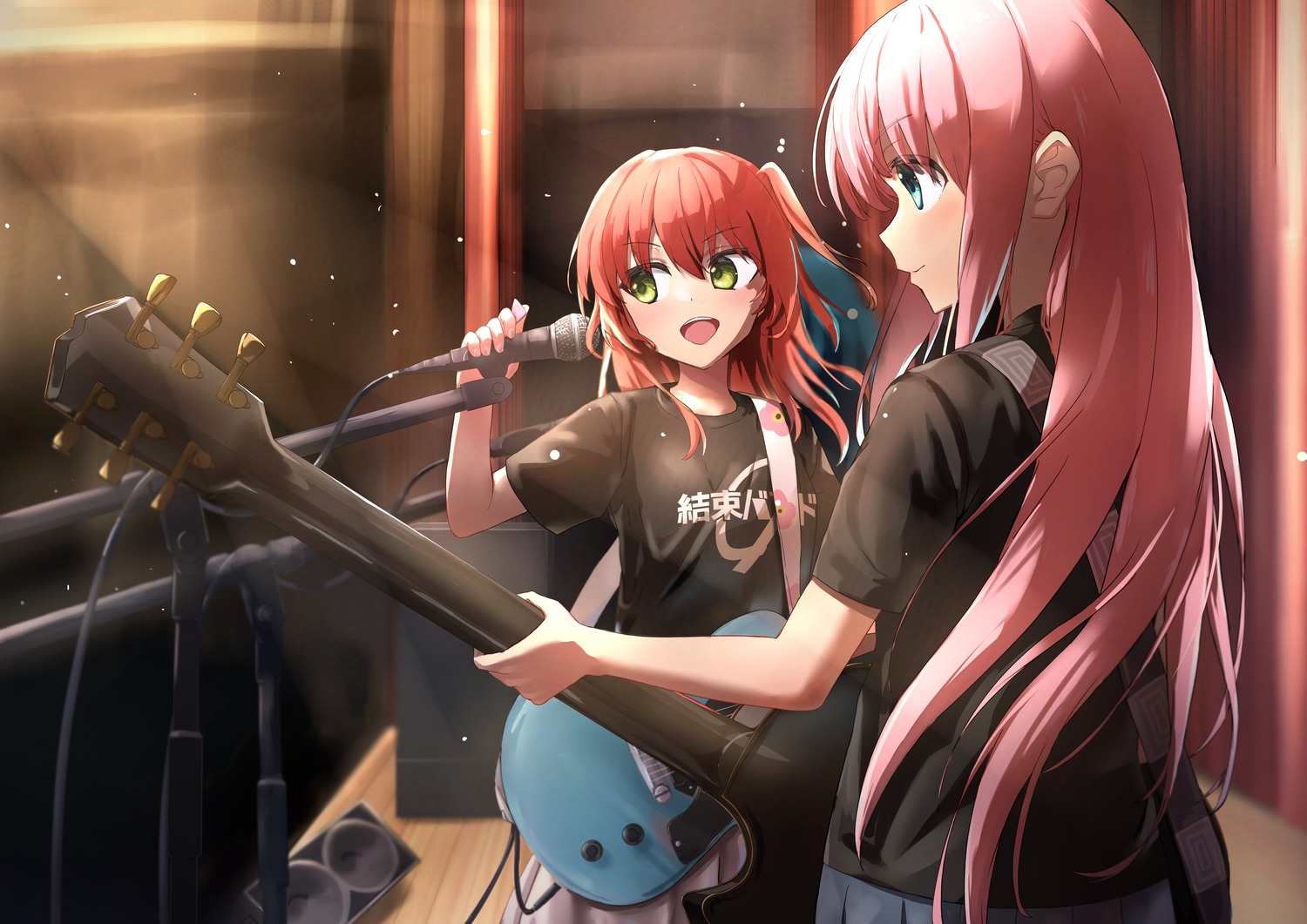 bocchi_the_rock!, gotou_hitori, guitar, kita_ikuyo, mimi_(artist), seifuku, uniform