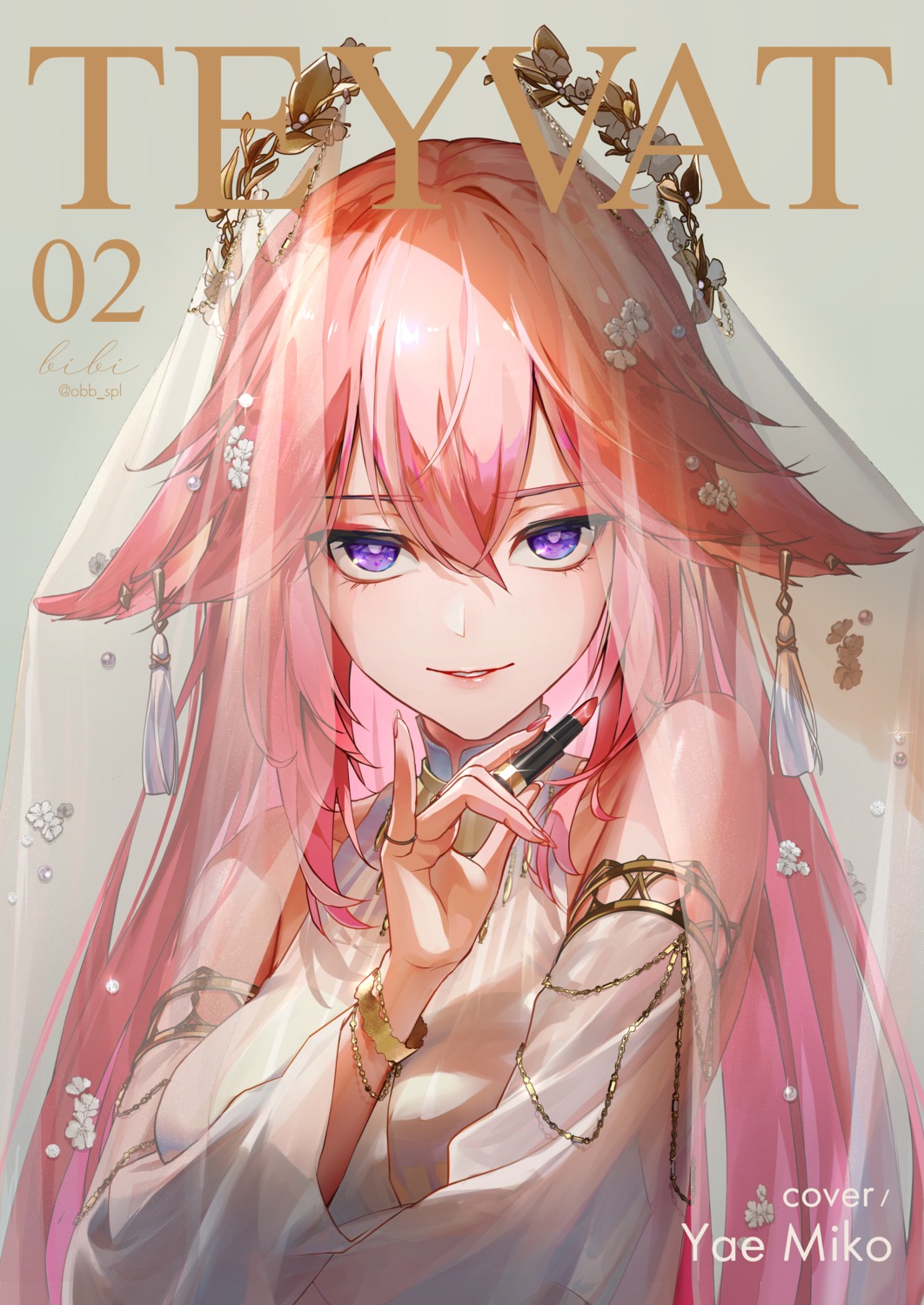 animal_ears, bibi_(obb_spl), genshin_impact, japanese_clothes, kitsune, see_through, yae_miko