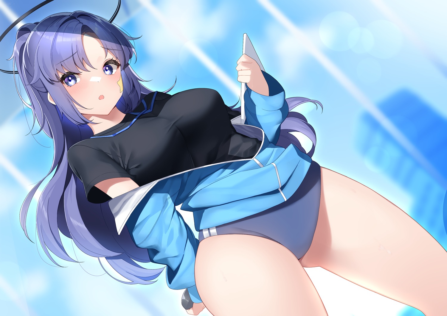 blue_archive, buruma, gym_uniform, halo, hayase_yuuka, nebusoku, tattoo