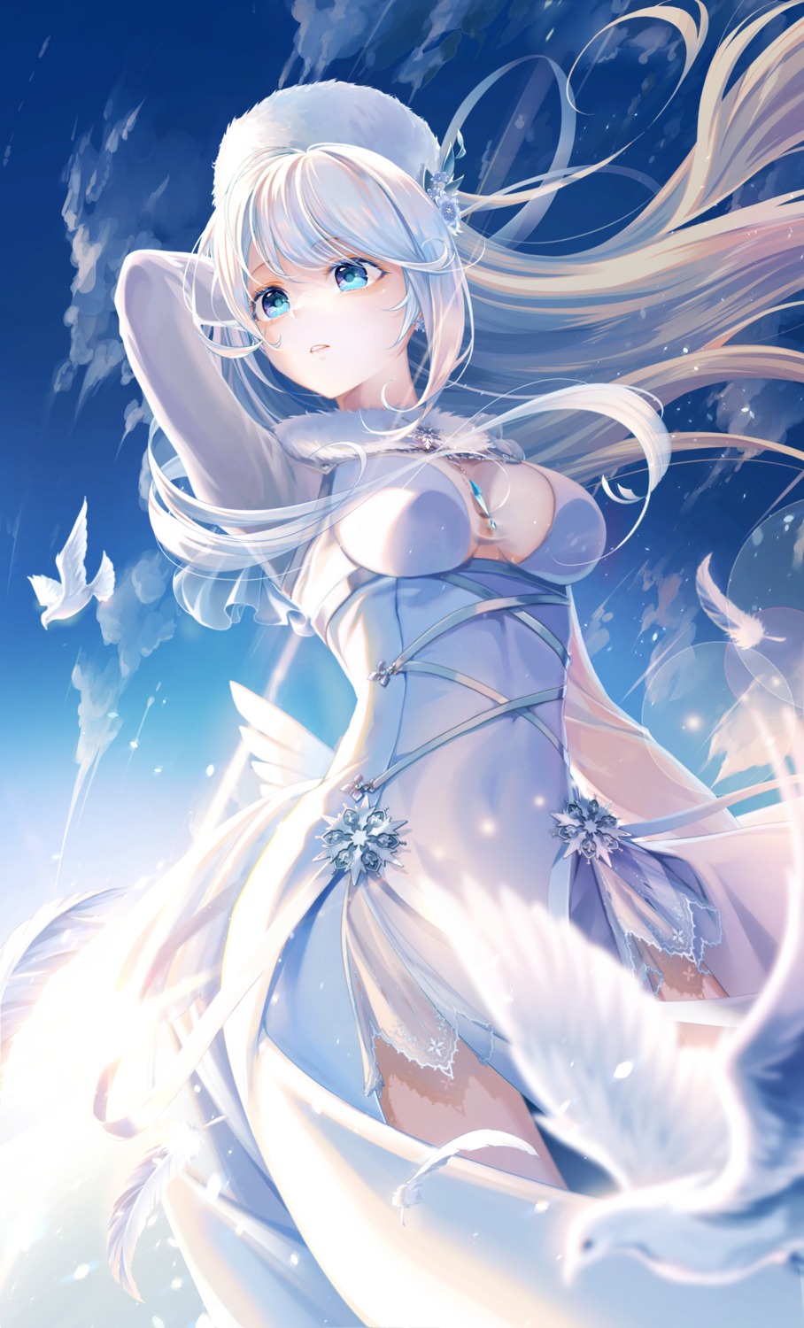 dress, karen_(navy_42), no_bra, see_through, wings