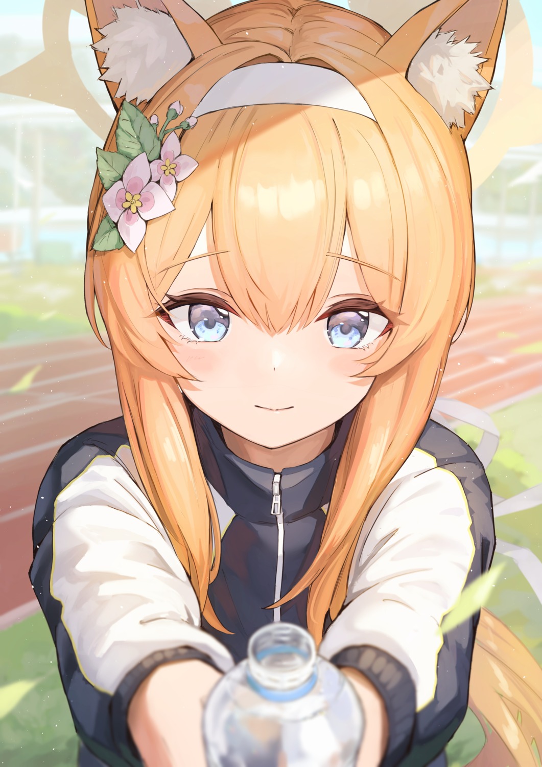 animal_ears, blue_archive, gym_uniform, halo, iochi_mari, nekomimi, tem_(tempainting1)