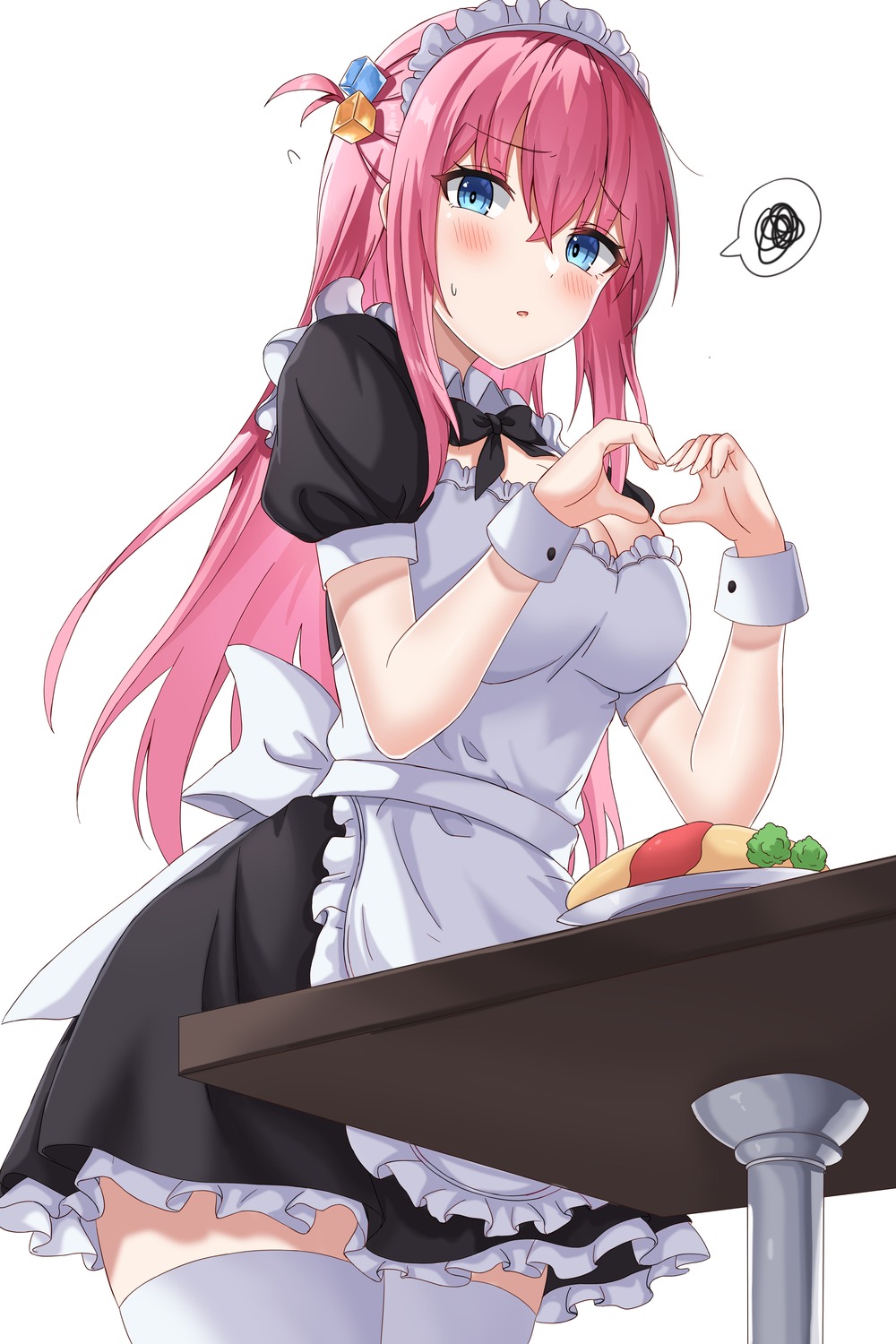 bocchi_the_rock!, cleavage, gotou_hitori, maid, neon_(hhs9444), thighhighs