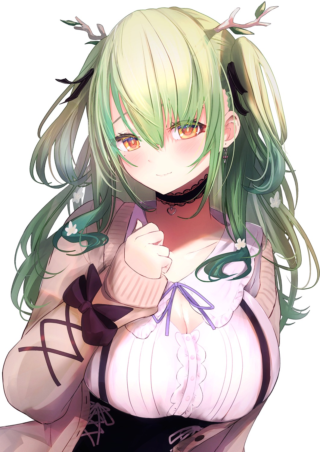 ceres_fauna, cleavage, getto, hololive, hololive_english, horns, sweater