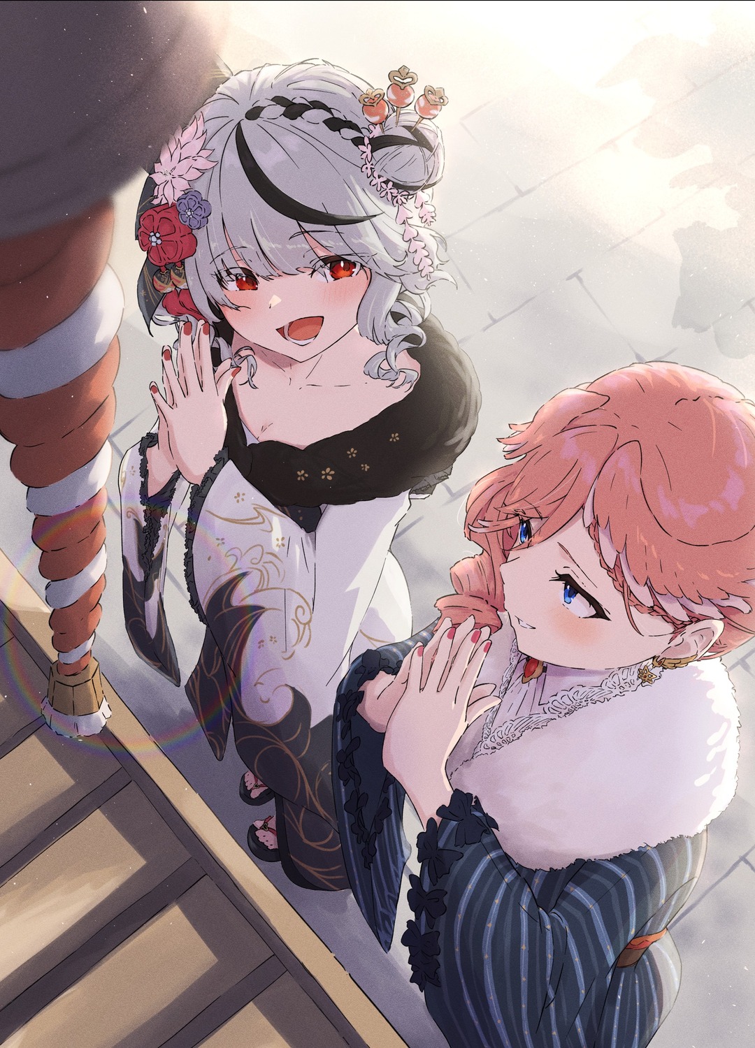 hololive, japanese_clothes, oki_no_fuji, sakamata_chloe, takane_lui, wings