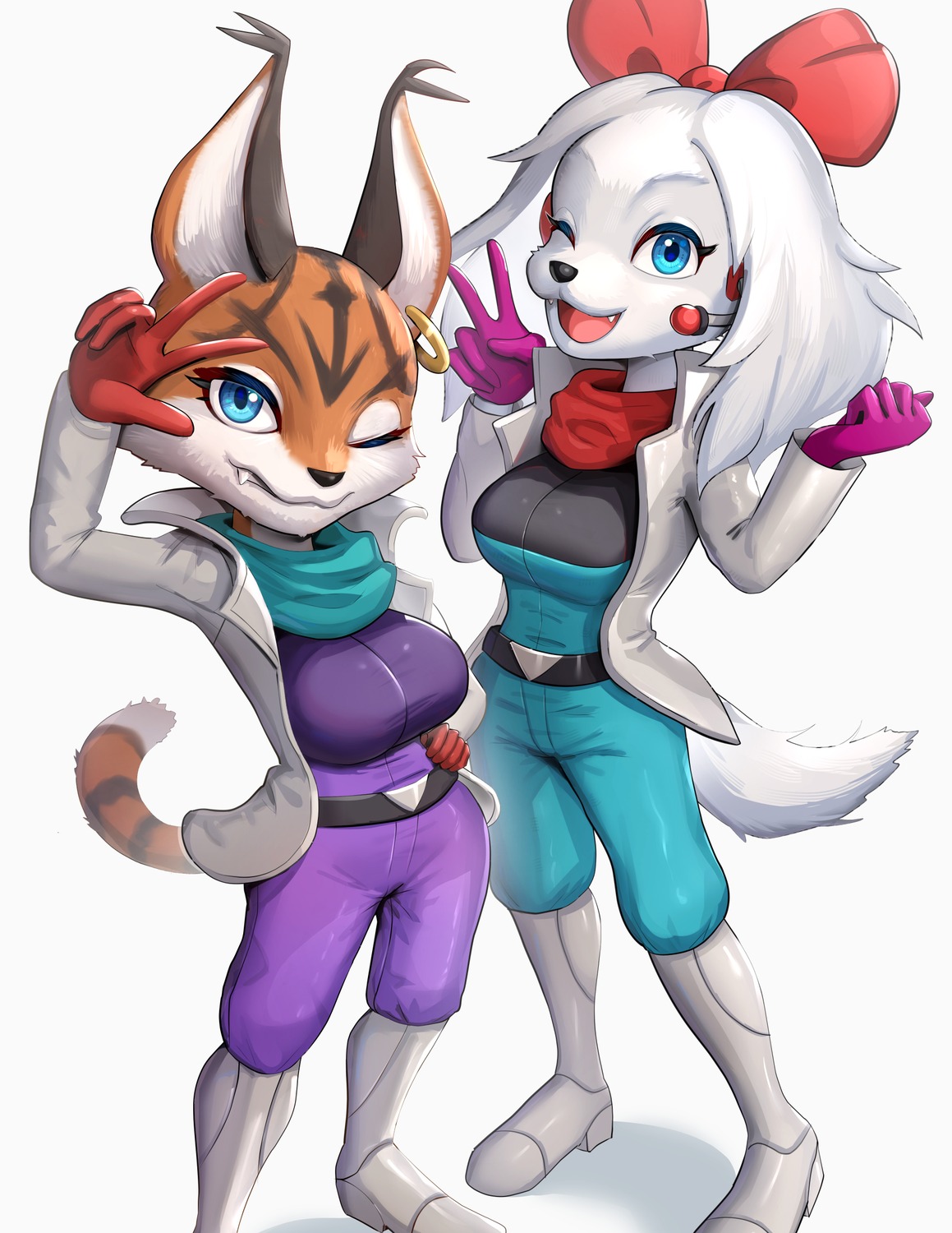 animal_ears, bodysuit, fay_spaniel, gonzarez, headphones, miyu_lynx, star_fox, star_fox_2, tail