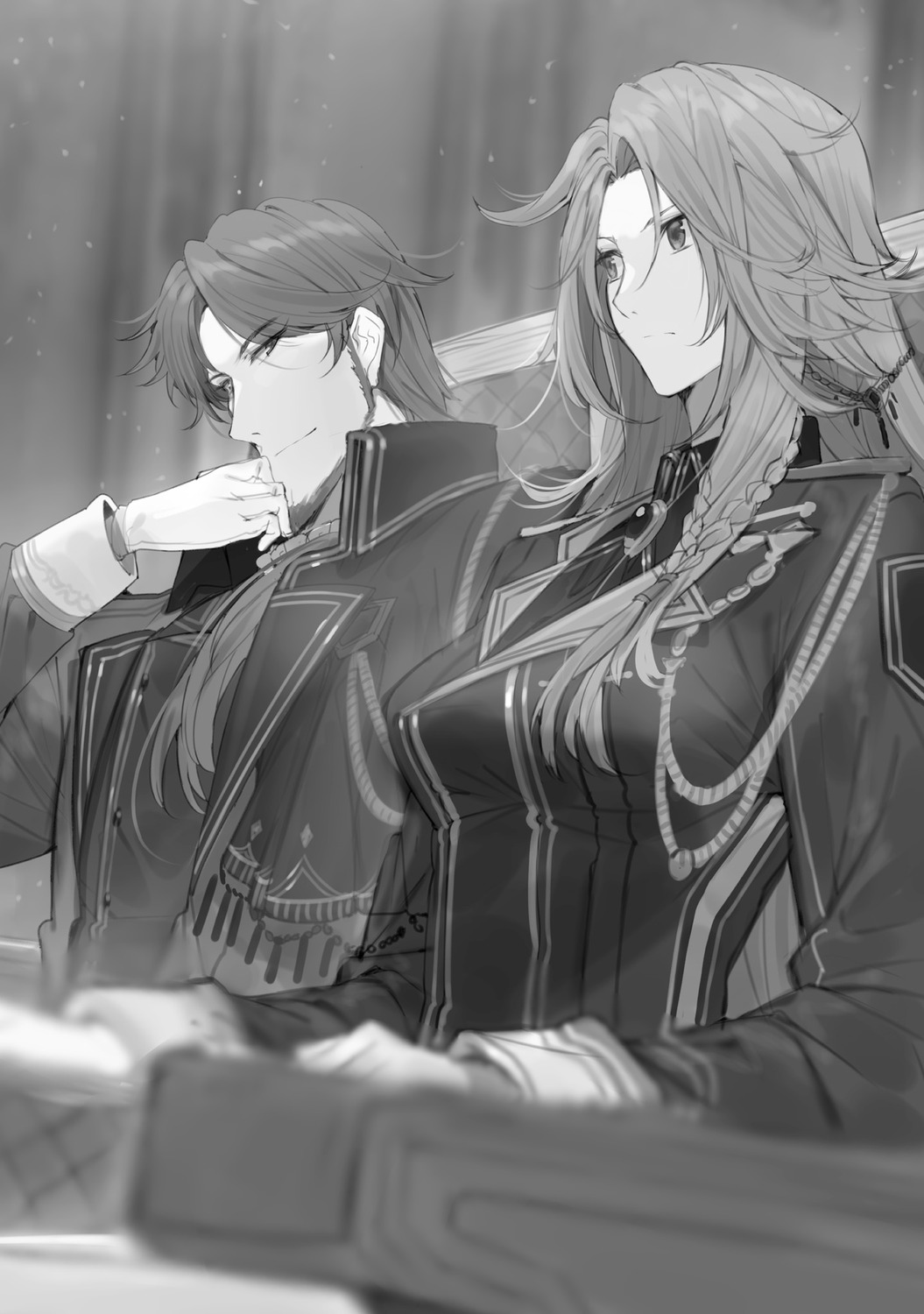 doem_ketsuhat, iris_midgar, kage_no_jitsuryokusha_ni_naritakute!, monochrome, touzai, uniform