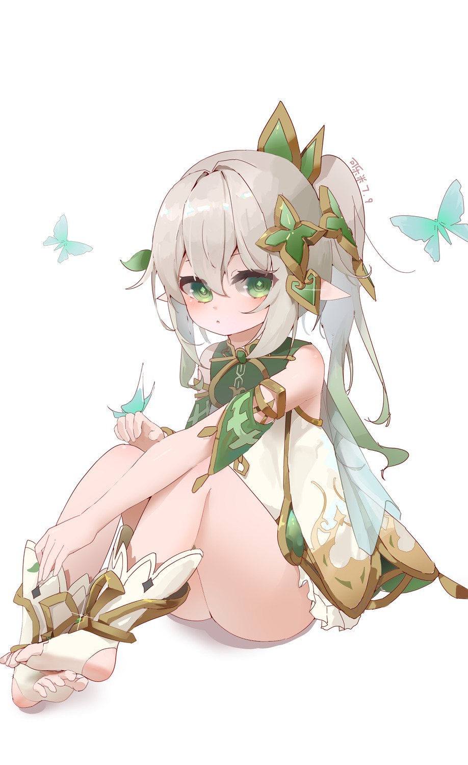dress, feet, genshin_impact, kelemi_mi, nahida, pointy_ears