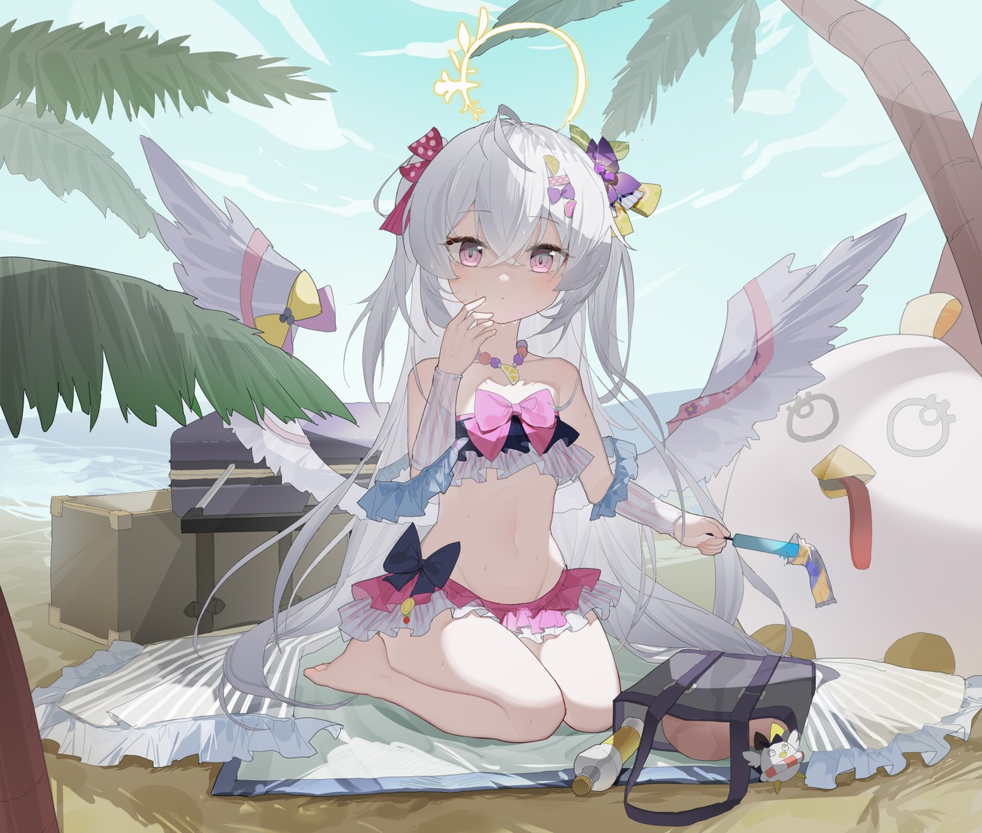 angel, bikini, blue_archive, kelemi_mi, shirasu_azusa, swimsuits, wings