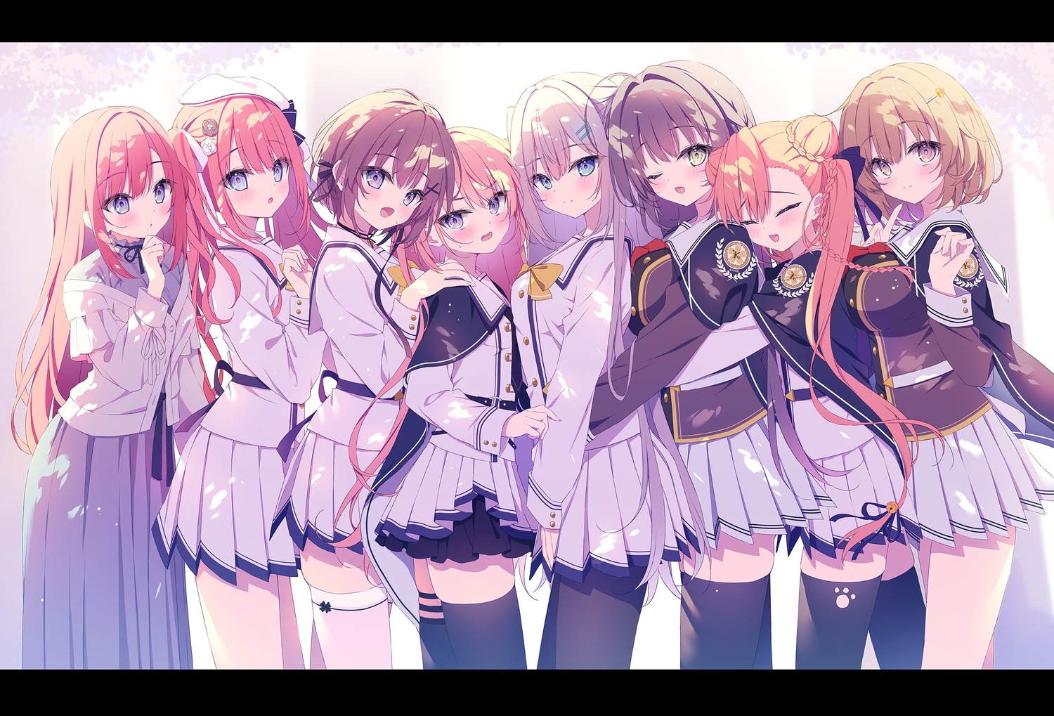 da_capo_(series), da_capo_v, matsuzaki_yuyu, narumi_fumino, pantyhose, sakuragi_mizuha, seifuku, shirakawa_aika, shirakawa_akari_(da_capo_v), thighhighs, tokisaka_yukina, yasaka_kako, yasaka_menoa, yatanuki_kei