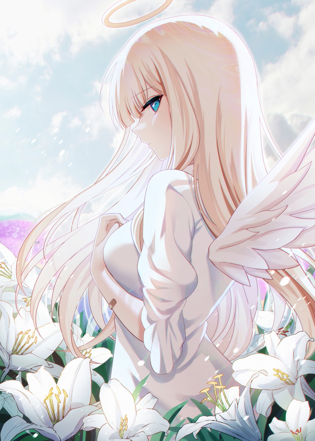 angel, bandaid, dress, indie_virtual_youtuber, llg062666, rong_chuhan, wings