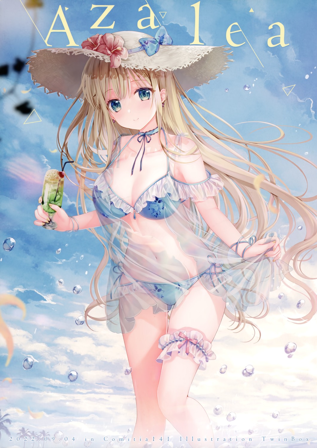 bikini, garter, inagaki_minami, see_through, skirt_lift, swimsuits, twinbox, twinbox_(circle), twinbox_gakuen, wet