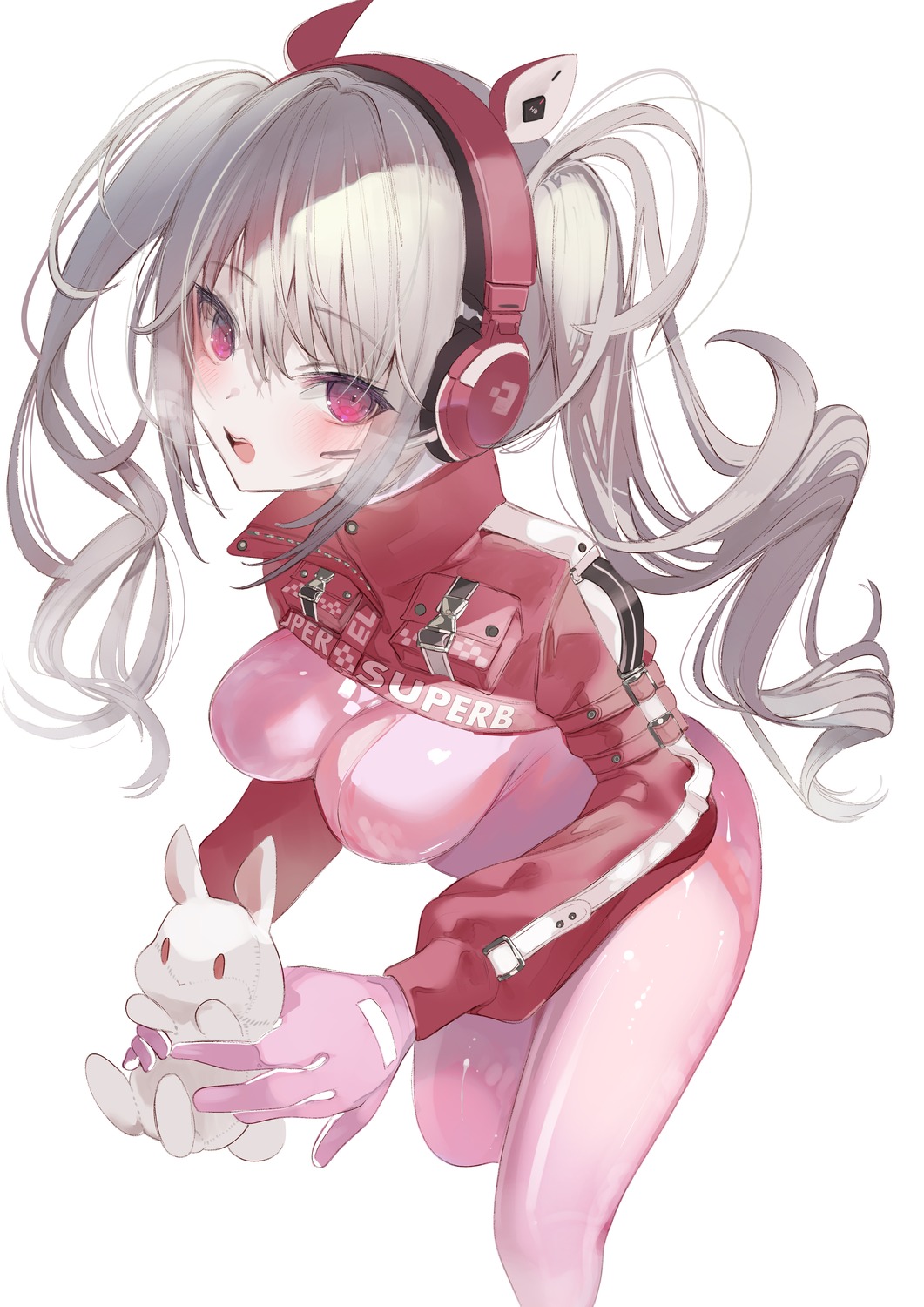 1-gou_(111touban), alice_(nikke), animal_ears, bodysuit, goddess_of_victory:_nikke, headphones