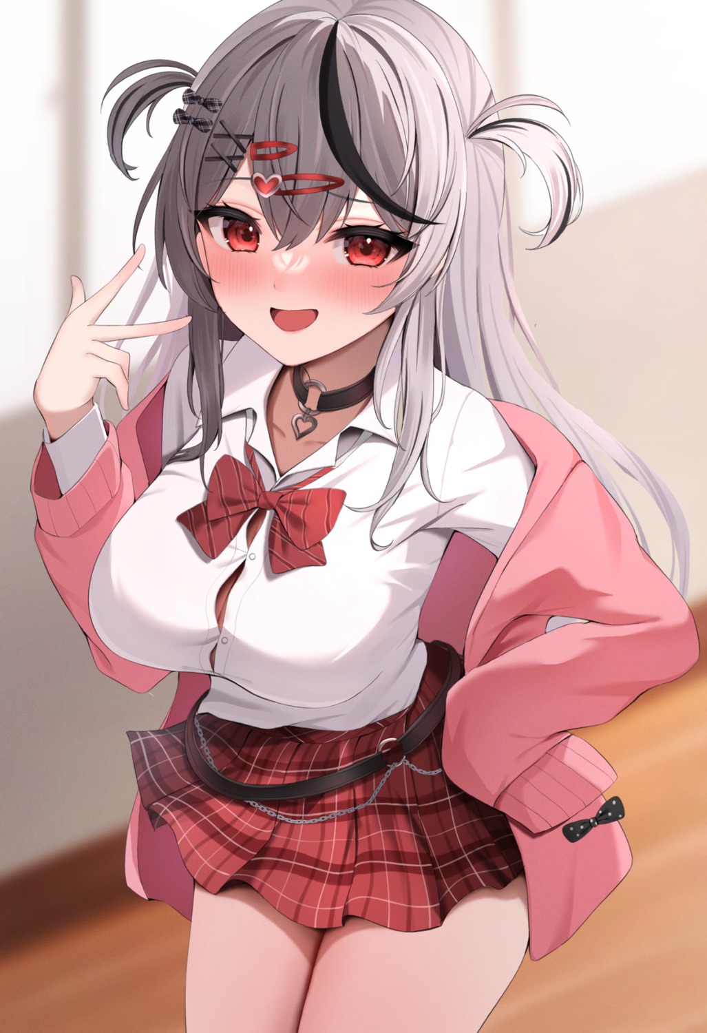 hololive, mikumineko, sakamata_chloe, seifuku, sweater