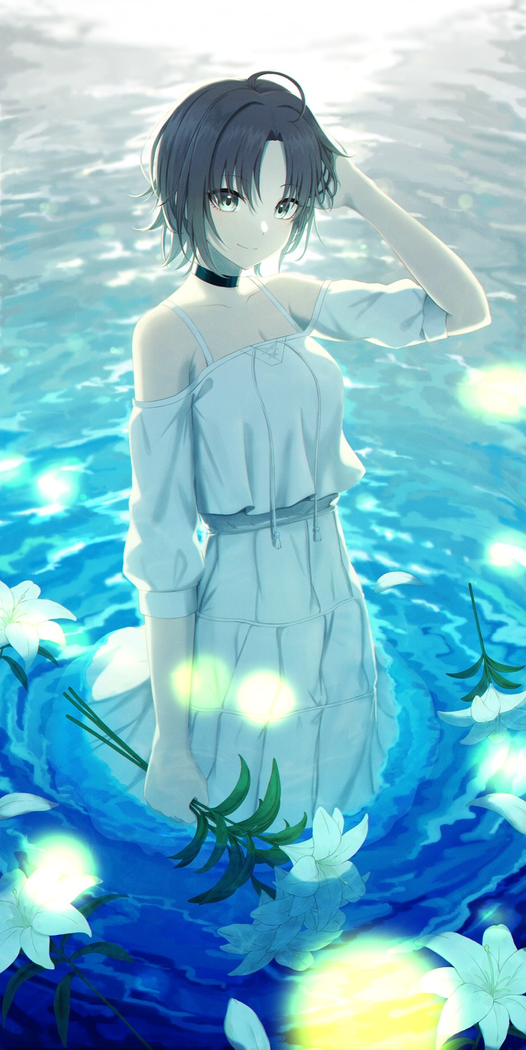 akazaki_yukino, asakura_tooru, cleavage, dress, the_idolm@ster, the_idolm@ster_shiny_colors, wet, wet_clothes