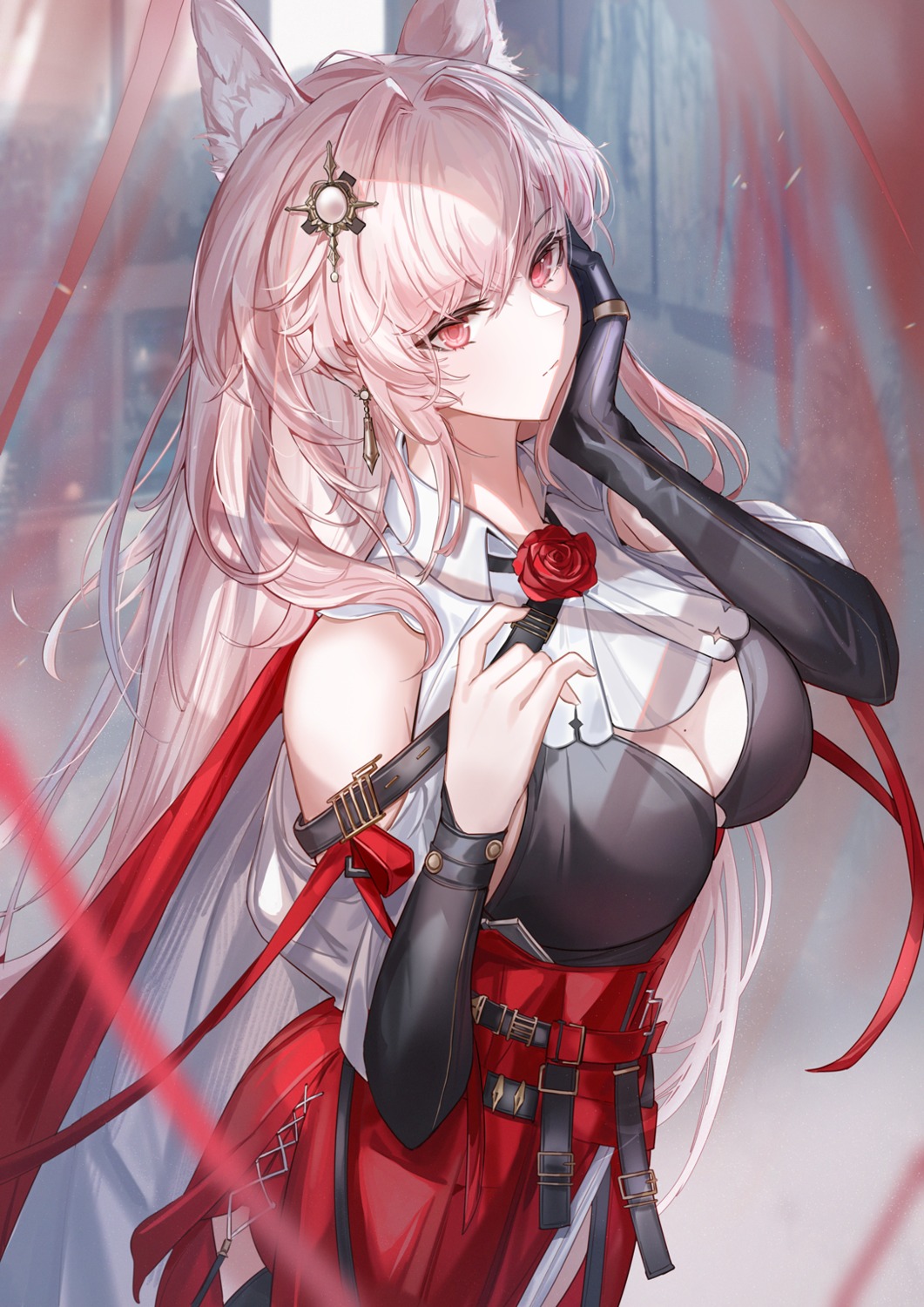 animal_ears, arknights, kachi, no_bra, pozyomka_(arknights)