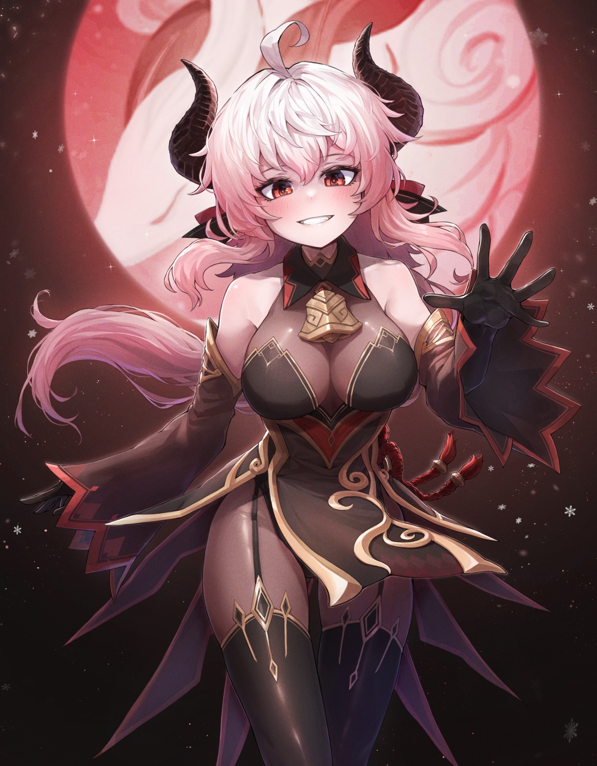 asian_clothes, bodysuit, ganyu, genshin_impact, horns, kokukyukeo, stockings, thighhighs